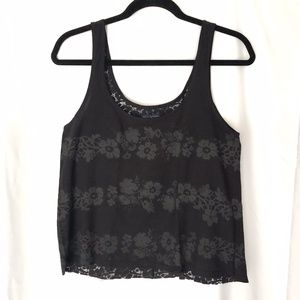 Black Floral Lace Back Tank